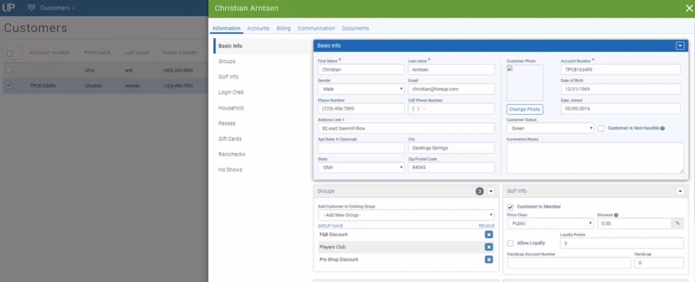 households in golf billing software