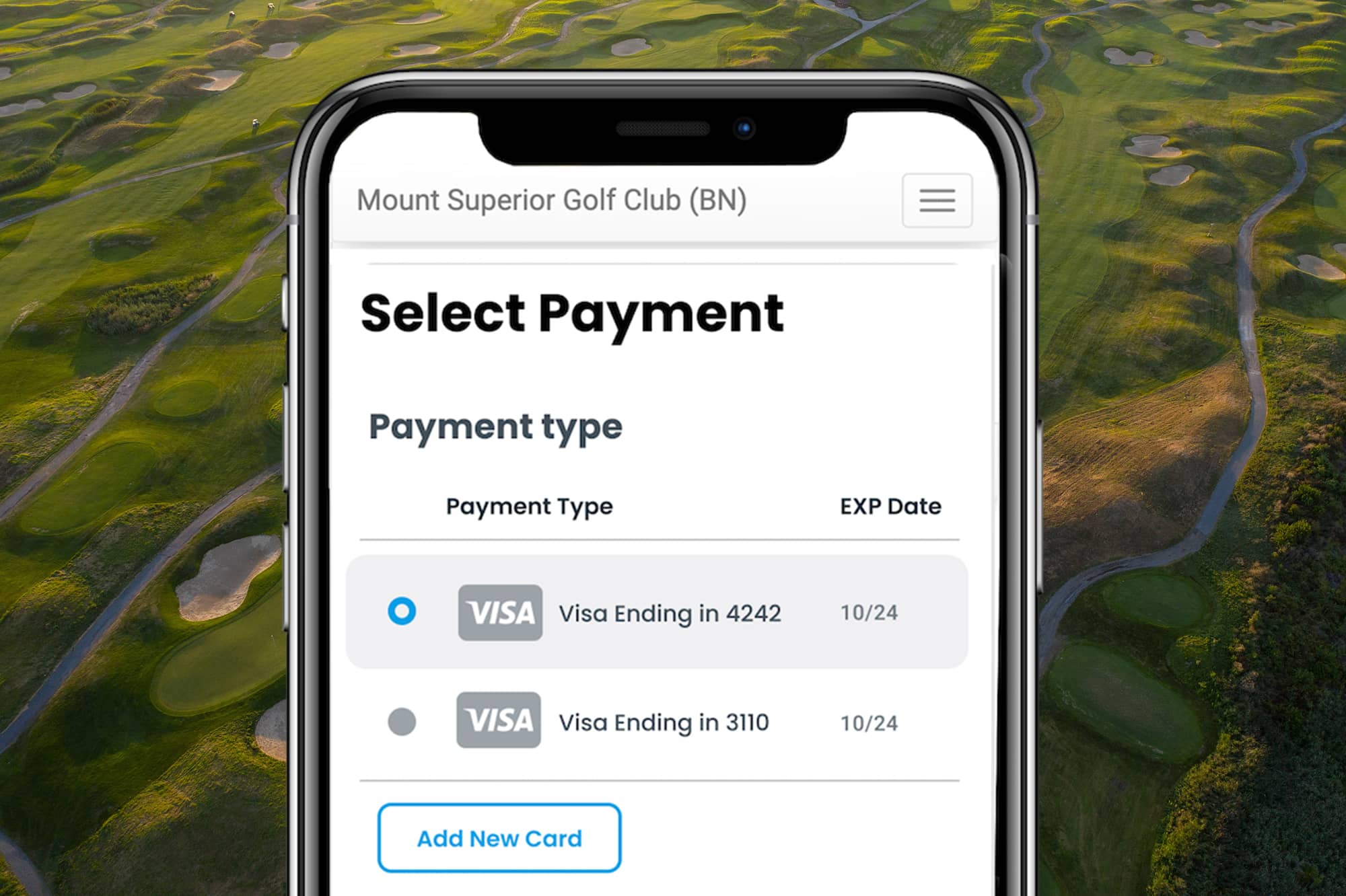 mobile prepayment for online tee times