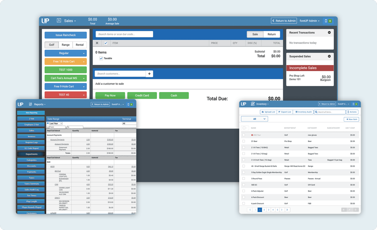 foreup point of sale screens