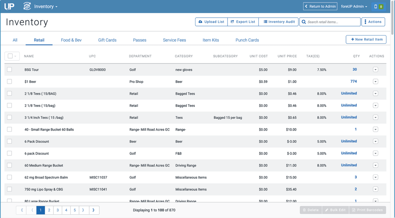 pos inventory management screen